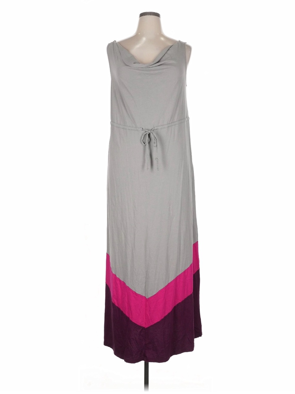 Old Navy Gray Maxi Dress with Pink and Purple Chevron Hem